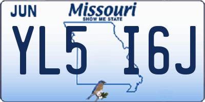 MO license plate YL5I6J