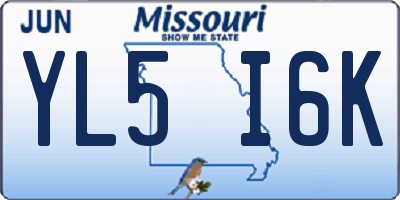 MO license plate YL5I6K