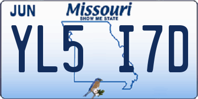 MO license plate YL5I7D