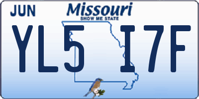 MO license plate YL5I7F