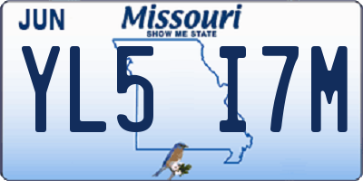 MO license plate YL5I7M
