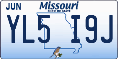 MO license plate YL5I9J