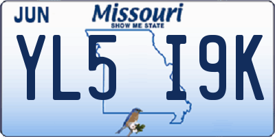 MO license plate YL5I9K