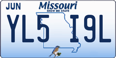 MO license plate YL5I9L