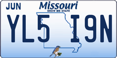 MO license plate YL5I9N