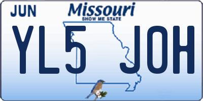 MO license plate YL5J0H
