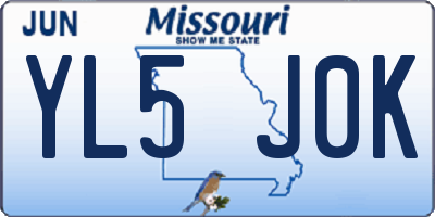 MO license plate YL5J0K