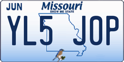 MO license plate YL5J0P