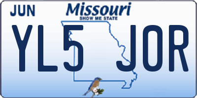 MO license plate YL5J0R