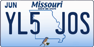 MO license plate YL5J0S