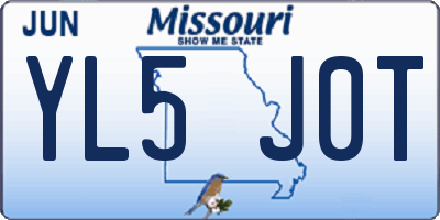MO license plate YL5J0T