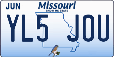 MO license plate YL5J0U