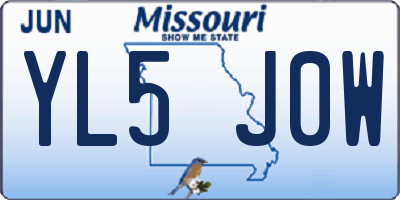 MO license plate YL5J0W