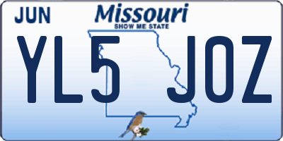 MO license plate YL5J0Z