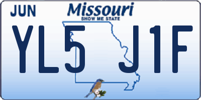 MO license plate YL5J1F