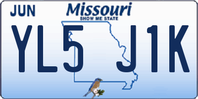 MO license plate YL5J1K