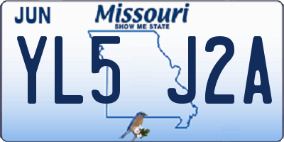 MO license plate YL5J2A