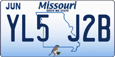 MO license plate YL5J2B