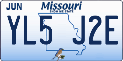 MO license plate YL5J2E