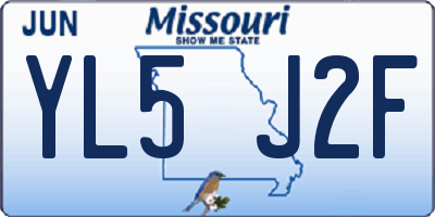 MO license plate YL5J2F