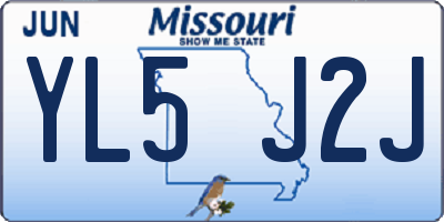 MO license plate YL5J2J