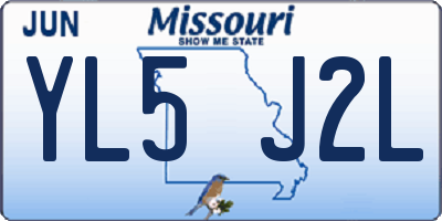 MO license plate YL5J2L