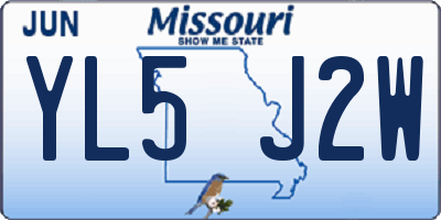 MO license plate YL5J2W