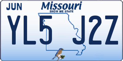 MO license plate YL5J2Z