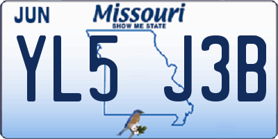 MO license plate YL5J3B