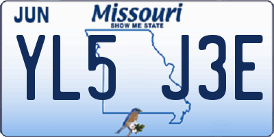 MO license plate YL5J3E