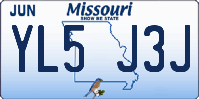 MO license plate YL5J3J