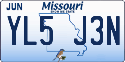 MO license plate YL5J3N