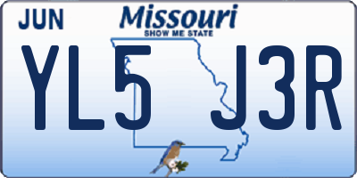 MO license plate YL5J3R