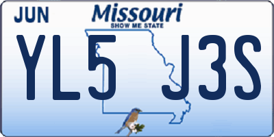 MO license plate YL5J3S