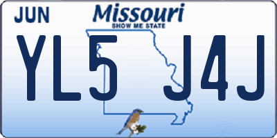 MO license plate YL5J4J