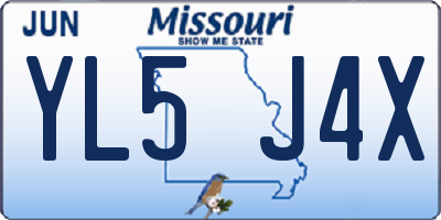MO license plate YL5J4X