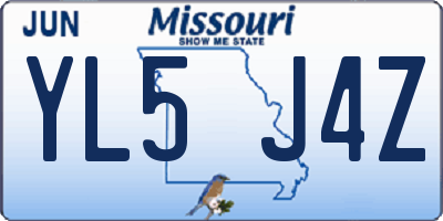 MO license plate YL5J4Z