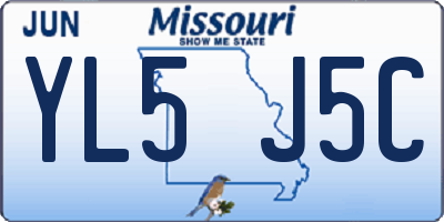 MO license plate YL5J5C
