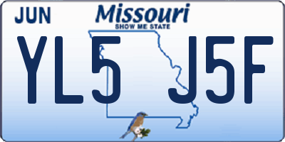MO license plate YL5J5F