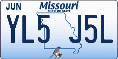 MO license plate YL5J5L