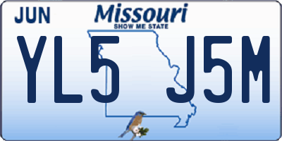 MO license plate YL5J5M