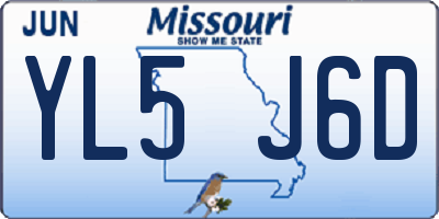 MO license plate YL5J6D