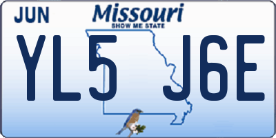 MO license plate YL5J6E