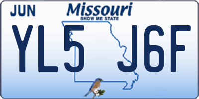MO license plate YL5J6F