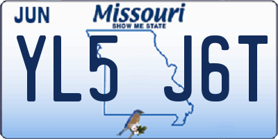 MO license plate YL5J6T