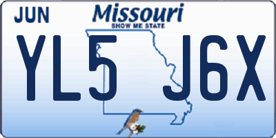MO license plate YL5J6X