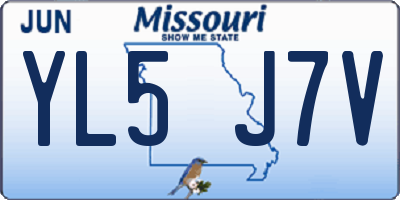 MO license plate YL5J7V