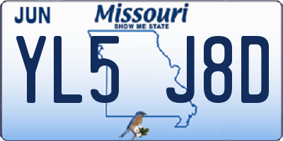 MO license plate YL5J8D