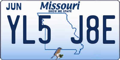 MO license plate YL5J8E