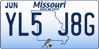 MO license plate YL5J8G